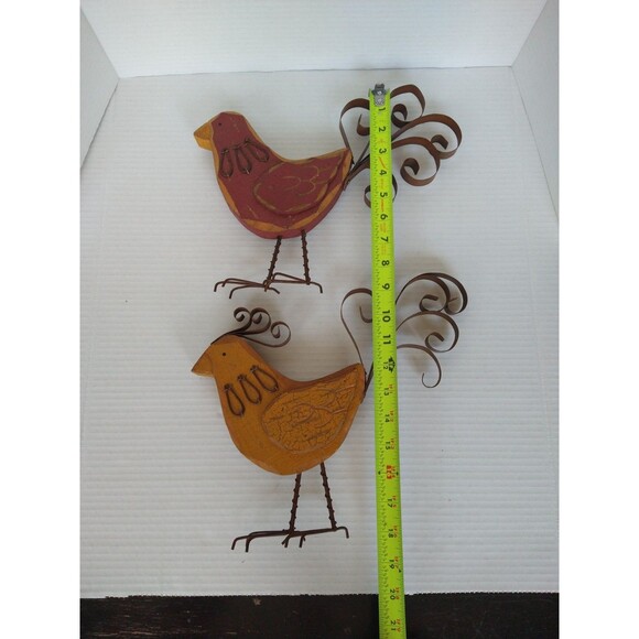 Wooden Metal Bird Statue Sculpture Folk Art Primitive Farm chicken decor - Picture 2 of 16